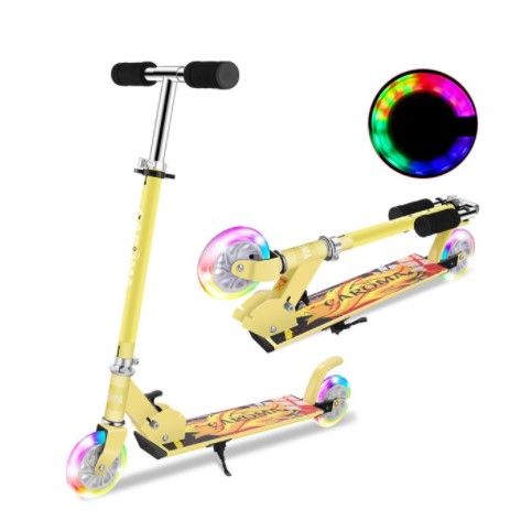 Photo 1 of Caroma Kick Scooter for age 6-12 Adjustable Height Kick Scooter PU Flashing Wheels ABEC-5 Bearing LO2E
