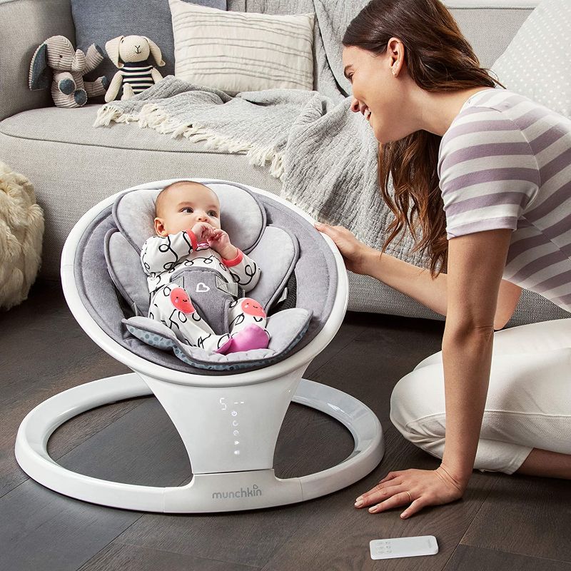 Photo 1 of Munchkin Bluetooth Enabled Lightweight Baby Swing with Natural Sway in 5 Ranges of Motion, Includes Remote Control
