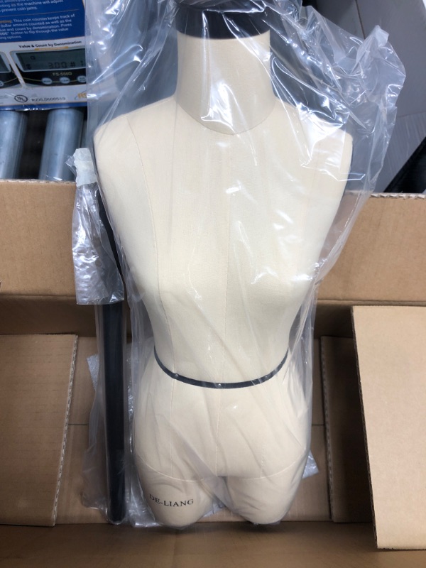 Photo 2 of DE-LIANG Half Scale Dress Form?Not Adult Full Size?1:2 Miniature Sewing Half Size Mannequin Not Fully Pinable Dressmaker Dummy 43cm Body Height Female Torso Tailor Model for Draping Beige
