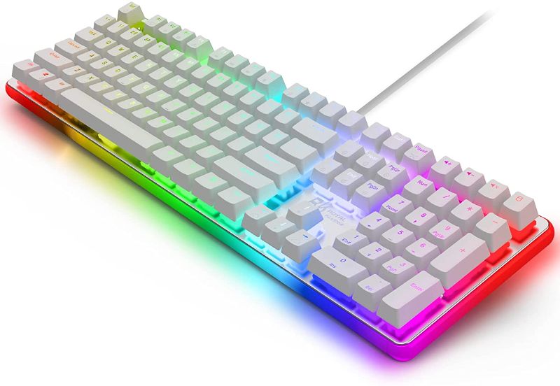 Photo 1 of RK ROYAL KLUDGE RK918 Wired Mechanical Keyboard, RGB Backlit Gaming Keyboard with Large LED Sorrounding Side Lamp, Full Size 108 Key Mechanical 100% Anti-Ghosting Computer Keyboard, Brown Switch White
