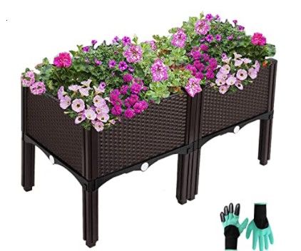 Photo 1 of *SIMILAR TO STOCK PHOTO* Elevated Planters Raised Garden Beds Plastic, Vegetables Plant Raised Bed Kits, Herbs Flowers Growing Box Container with Legs & Drainage Holes for Garden Patio Balcony Restaurant, PURPLE(2 Packs)
