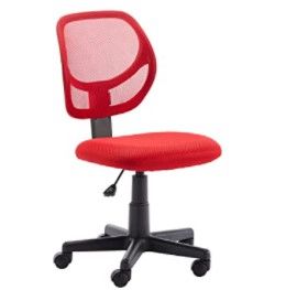 Photo 1 of Amazon Basics Low-Back, Upholstered Mesh, Adjustable, Swivel Computer Office Desk Chair, Red

