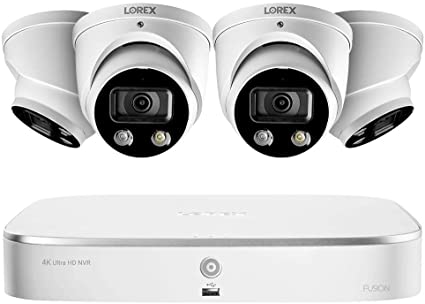 Photo 1 of 
Lorex N4K2SD-84WD 4K Smart Deterrence Surveillance System Featuring N842A82 2TB 4K Fusion NVR and 4 E892DD 4K Two-Way Audio Smart Motion Detection Dome Cameras