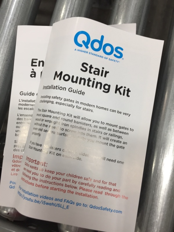 Photo 2 of *DAMAGED* Qdos Universal Stair Mounting Kit for All Baby Gates - Universal Solution for Gate Installation on Banisters and Spindles - No Screws in Banister - Works with All Gates - Easy Installation | White
