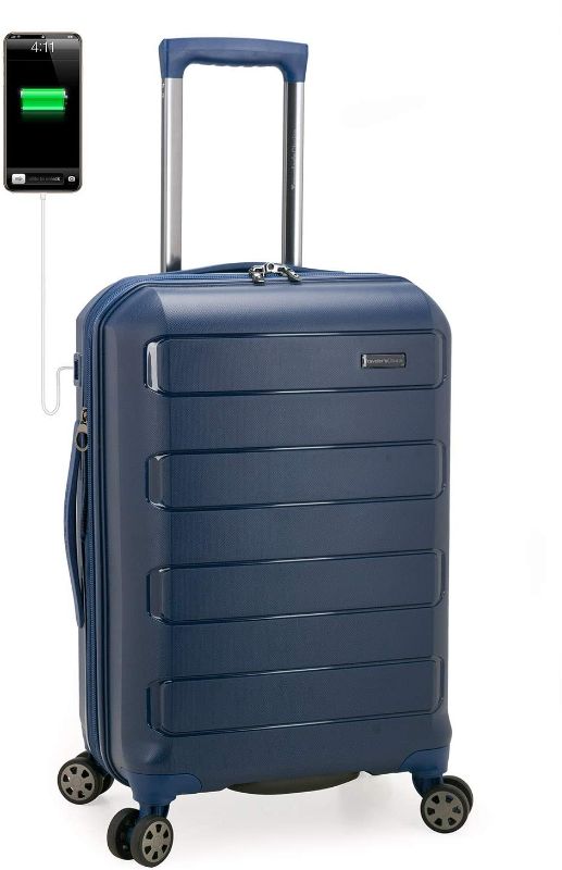 Photo 1 of Traveler's Choice Pagosa Indestructible Hardshell Expandable Spinner Luggage, Navy, Carry-on 22-Inch
22”H x 14. 25”W x 9. 25”D + 2”