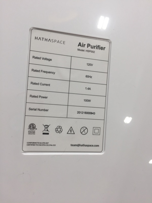 Photo 3 of TESTED WORKS**
HATHASPACE Smart Air Purifier 2.0 for Home Large Room with True HEPA Air Filter for Allergies, Pets, Smoke, Quiet Air Cleaner, Removes 99.9% of Dust, Mold, Pet Dander, Odors, Pollen - HSP002 - 1500 Sq. Ft. Coverage - H13 True HEPA
