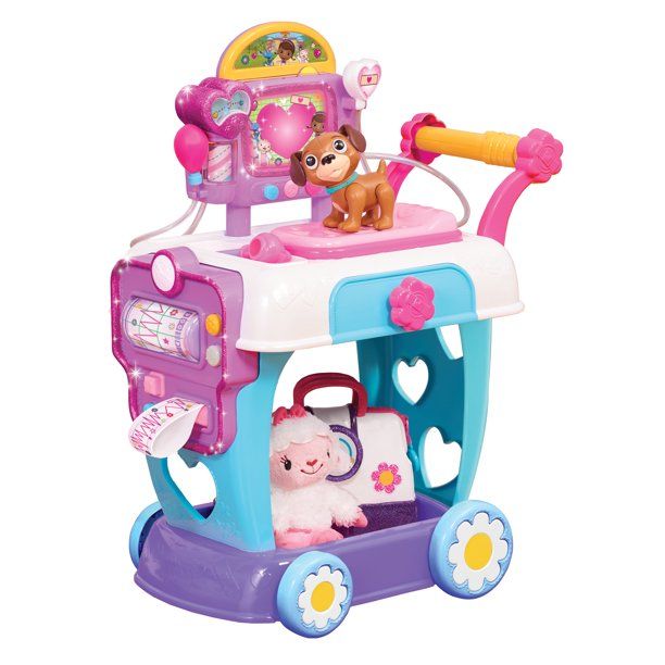 Photo 1 of Just Play Doc McStuffins Toy Hospital Care Cart, Lights and Sounds Doctor Pretend Play Set, Includes Findo Dog Figure, Kids Toys for Ages 3 up
