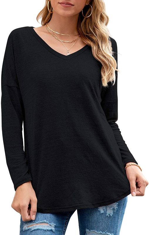 Photo 1 of Neineiwu Womens Long Sleeve V Neck Tunic Tops Loose Casual Blouse Shirts - LARGE
