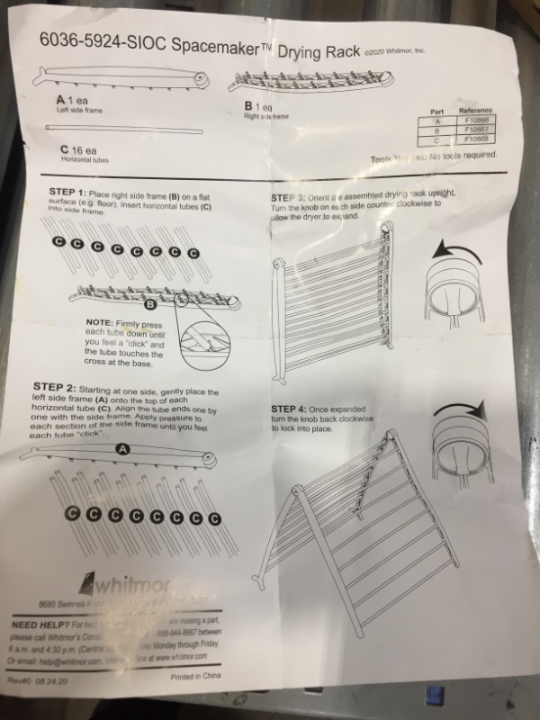 Photo 2 of Whitmor Folding White Spacemaker Drying Rack
- Missing//loose hardware 
