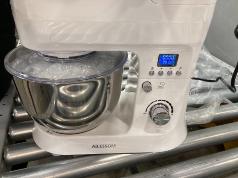 Photo 4 of AILESSOM 8-IN-1 Electric Stand Mixer, 800W 10-Speed With LCD Timer, Attachments include 6.5QT Bowl, Dough Hook, Wire Whip, Beater, Blender, Meat Grinder, Pasta maker, Sausage Kits for Most Home Cooks
