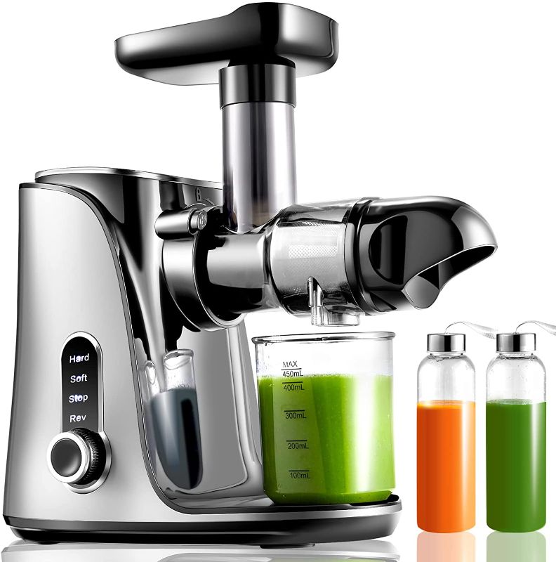 Photo 1 of Juicer Machines,AMZCHEF Slow Masticating Juicer Extractor, Cold Press Juicer with Two Speed Modes, 2 Travel bottles(500ML),LED display, Easy to Clean Brush & Quiet Motor for Vegetables&Fruits,Gray
