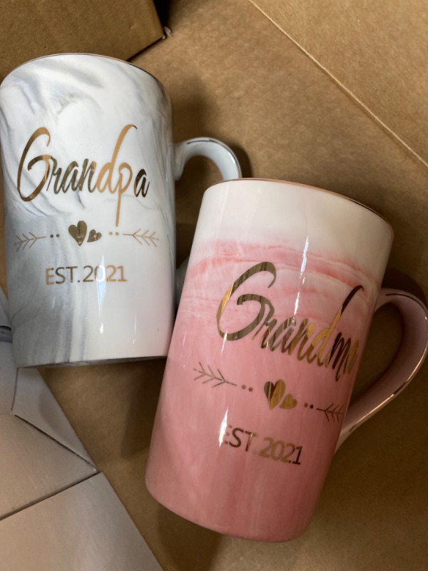 Photo 2 of 
Grandpa Mugs and Grandma Mugs - Grandma Grandpa est 2021 Mugs Set