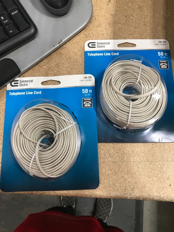 Photo 2 of ** SETS OF 2**
50 ft. Telephone Line Cord, Light Almond
