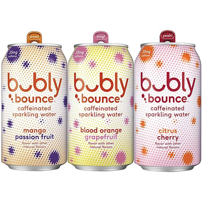 Photo 1 of ** EXP: 04/12/2002**   *** NON-REFUNDABLE***  ** SOLDA AS IS**
bubly Bounce Caffeinated Sparkling Water, 3 Flavor Variety Pack, 12 oz Cans, 18 Count