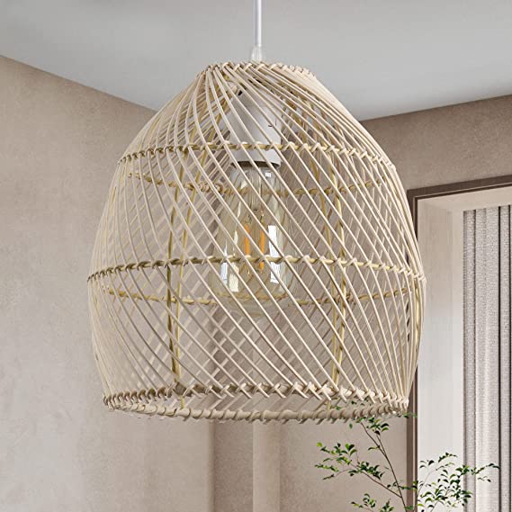 Photo 1 of Rattan Pendant Light, Karjearl Hand Woven Wicker Chandelier Boho Modern Bamboo Pendant Light Rustic Country Natural Basket Hanging Light for Kitchen Farmhouse Bedroom
