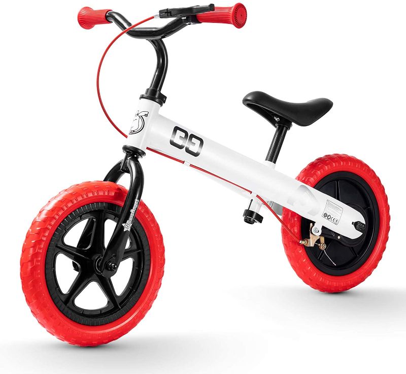 Photo 1 of HAPTOO Balance Bike 12'' for 3-7 Years Old, Upgraded Left-Hand Brake and Rear Wheel, Toddler Balance Bike with Adjustable Seat and Handlebar, Birthday Gift for Boys and Girls
