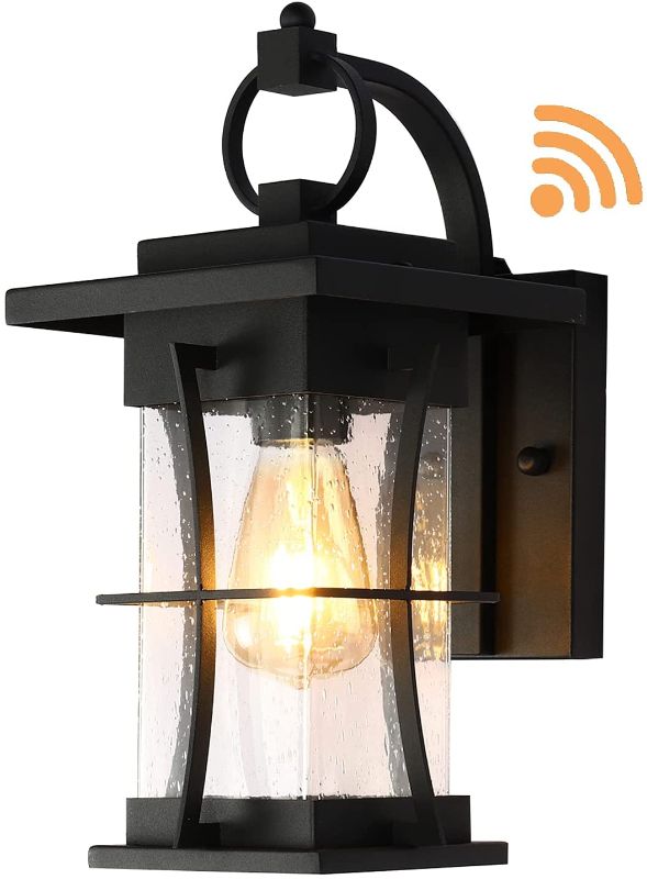 Photo 1 of Modern Wall Light Fixtures, Outdoor Exterior Wall Lantern Waterproof IP44, Black Finish with Seeded Glass Outdoor Wall Sconce for Outside Garage Driveway Patio Porch
