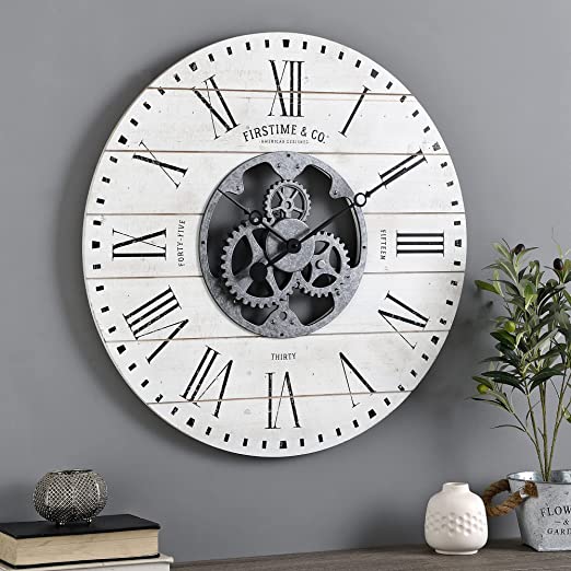 Photo 1 of FirsTime & Co. Shiplap Gears Wall Clock, 27", Aged White
