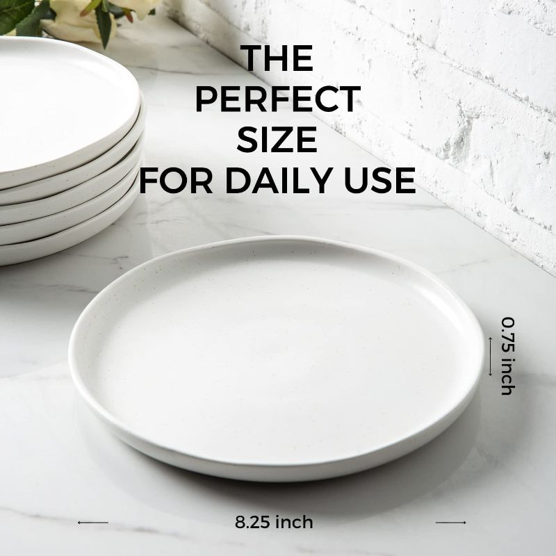 Photo 1 of AmorArc Ceramic Plates Set of 6, 8.5 In white 