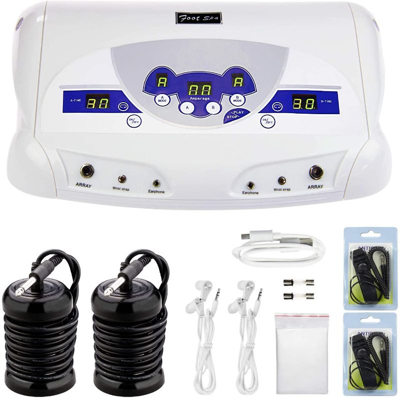 Photo 1 of Dual Ionic Foot Bath Detox Machine, ion Detox Foot Bath Spa Cleanse System for 2 Users with MP3 Music Player, 2 Array, 2 Wrist Band, 5 Liners