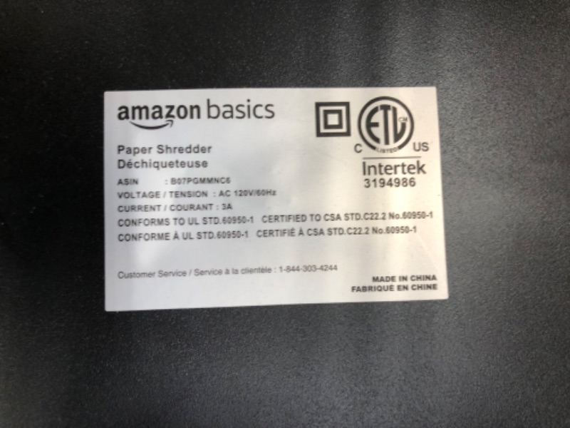 Photo 3 of Amazon Basics 12-Sheet High-Security Micro-Cut Paper, CD, and Credit Card Shredder with Pullout Basket
