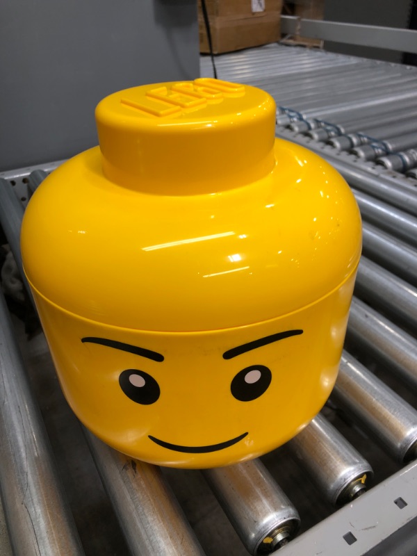 Photo 2 of Room Copenhagen Lego Storage Head, Large, Boy, 9-1/2 x 9-1/2 x 10-3/4 Inches, Yellow (4032)