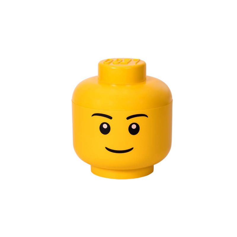 Photo 1 of Room Copenhagen Lego Storage Head, Large, Boy, 9-1/2 x 9-1/2 x 10-3/4 Inches, Yellow (4032)