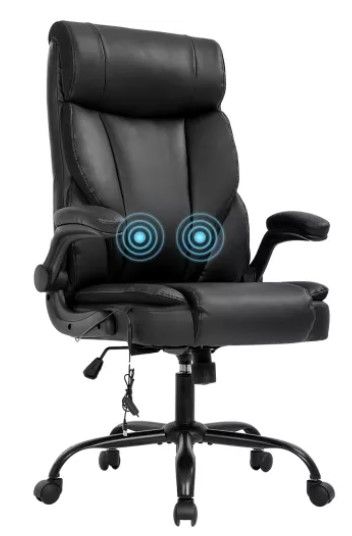 Photo 1 of Massage Office Chair Ergonomic Desk Chair PU Leather Computer Chair with Lumbar Support Flip up Armrest Task Chair Rolling Swivel Executive Chair
