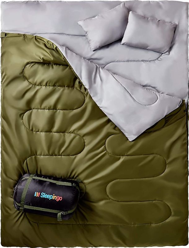 Photo 1 of **DAMAGED**
Sleepingo Double Sleeping Bag For Backpacking, Camping, Or Hiking - Queen Size XL for 2 People, Cold Weather, Waterproof Sleeping Bag For Adults Or Teens, Truck, Tent, Or Sleeping Pad, Lightweight
