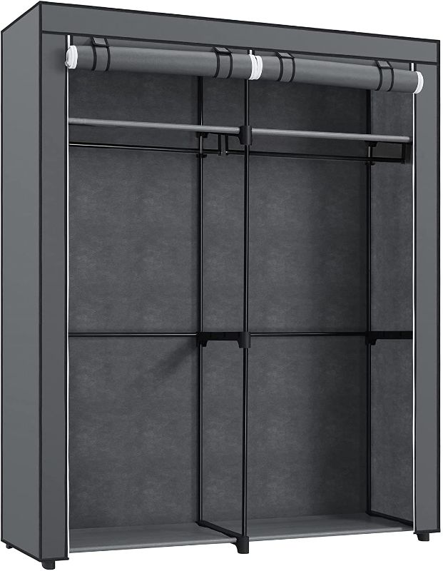 Photo 1 of ***OPEN BOX***
SONGMICS Portable Wardrobe with Hanging Rods, Closet Storage Organizer, Clothes Rack, Foldable, Cloakroom, Study, Stable, 55.1 x 16.9 x 68.5 Inches, Gray URYG02GY
