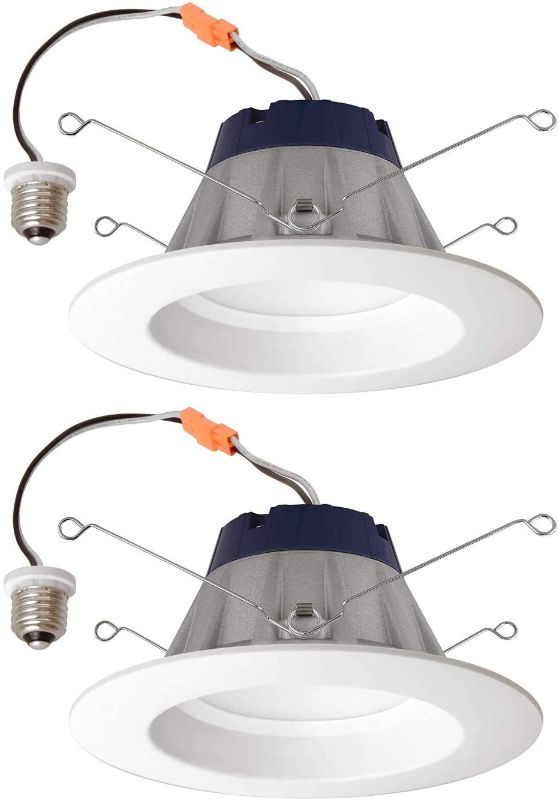 Photo 1 of (Pack of 2) Sylvania Item 74290, 700 Lumen 2700K 90CRI, LED Recessed Downlight Kit, Suitable for 5 Inch and 6 Inch Housings, Medium Base Socket Adaptor Included
