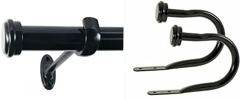Photo 1 of Decopolitan 27941-36ES End Cap Curtain Rod Set, 36 to 72-Inch, Black Espresso & Cap Curtain Holdback, Black Espresso
