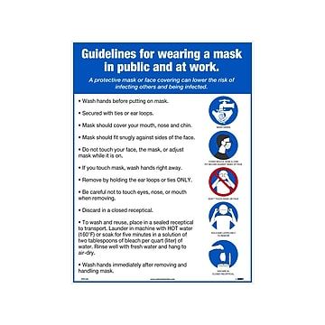 Photo 1 of National Marker Poster, "Guidelines for Wearing a Mask in Public and at Work," 24" X 18", White/Blue (PST145)
