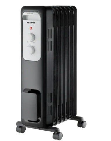 Photo 1 of 1,500-Watt Oil-Filled Radiant Electric Space Heater with Thermostat
- Missing wheels 