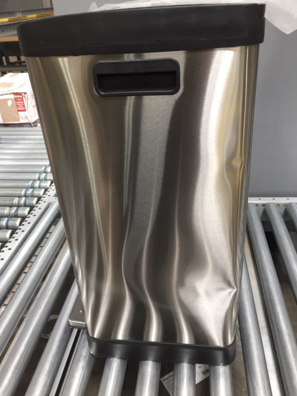 Photo 4 of iTouchless 16 Gallon Dual Step Trash Can & Recycle, Stainless Steel Lid and Bin Body with Handle, Includes 2 x 8 Gallon (60L) Removable Buckets are Color-Coded, Soft-close and Airtight Lid, Silver