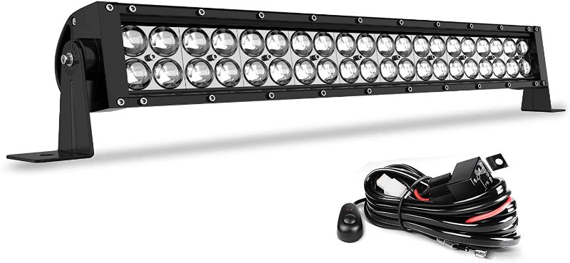 Photo 1 of  LED Light Bar 24 Inch Straight Work Light 4D 200W with 8ft Wiring Harness, 20000LM Offroad Driving Fog Lamp Marine Boating Light IP68 WATERPROOF Spot & Flood Combo Beam Light Bar