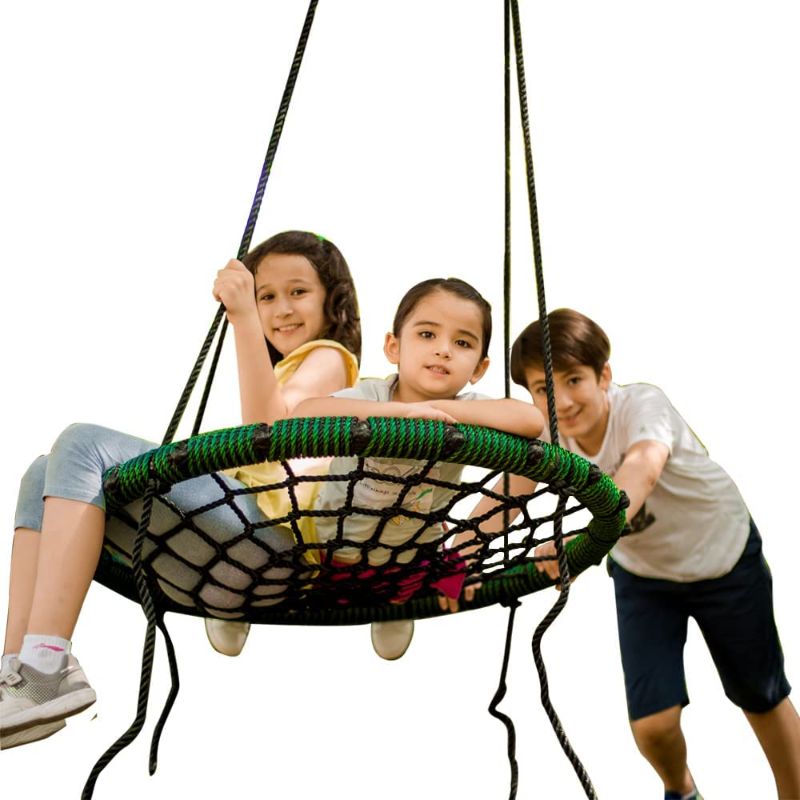 Photo 1 of 800lbs 32" Spider Web Tree Swing with 2 Hanging Straps for Kids Outdoor - Fully Assembled Design