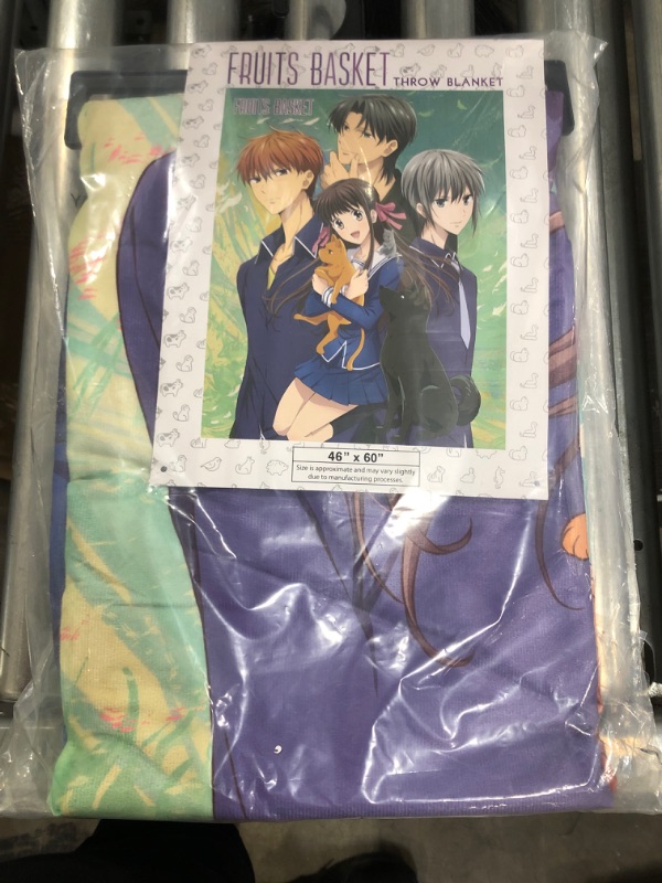 Photo 2 of Fruits Basket Anime Tohru Kyo Yuki Shigure Group Key Art Sublimation Throw Blanket
