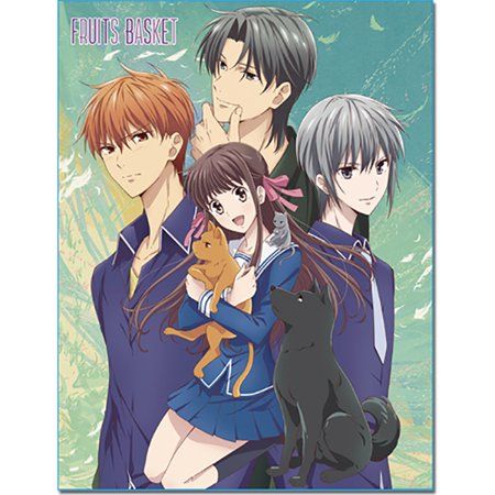 Photo 1 of Fruits Basket Anime Tohru Kyo Yuki Shigure Group Key Art Sublimation Throw Blanket
