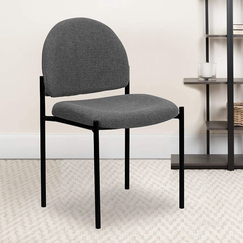 Photo 1 of Flash Furniture Comfort Gray Fabric Stackable Steel Side Reception Chair
