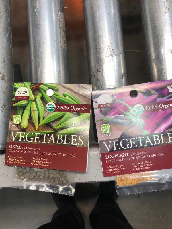 Photo 1 of ***SOLD AS IS***
STOVER VALUE VARIETY PACK EGG PLANT / OKRA SEEDS (17PK)