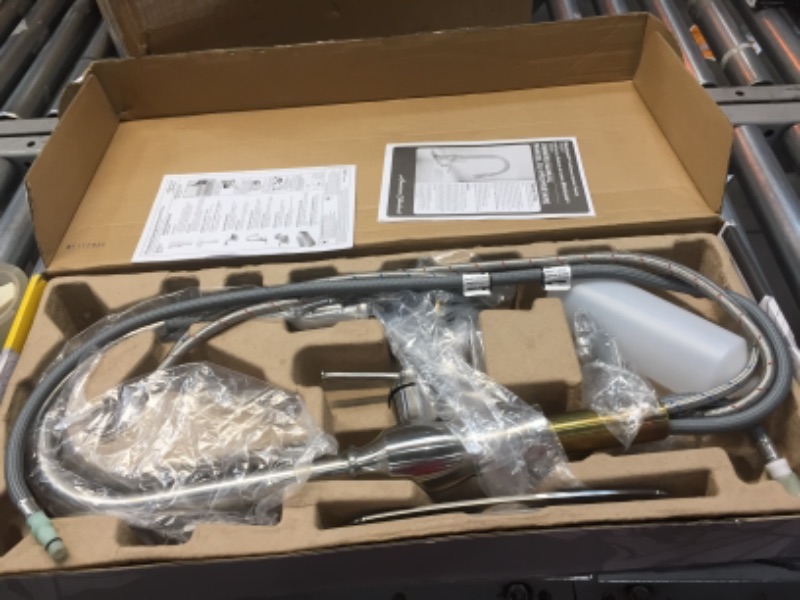 Photo 2 of ***PREVIOUSLY OPENED***
American Standard Marchand Single Handle Pull-Down Sprayer Kitchen Faucet in Stainless Steel, Silver
