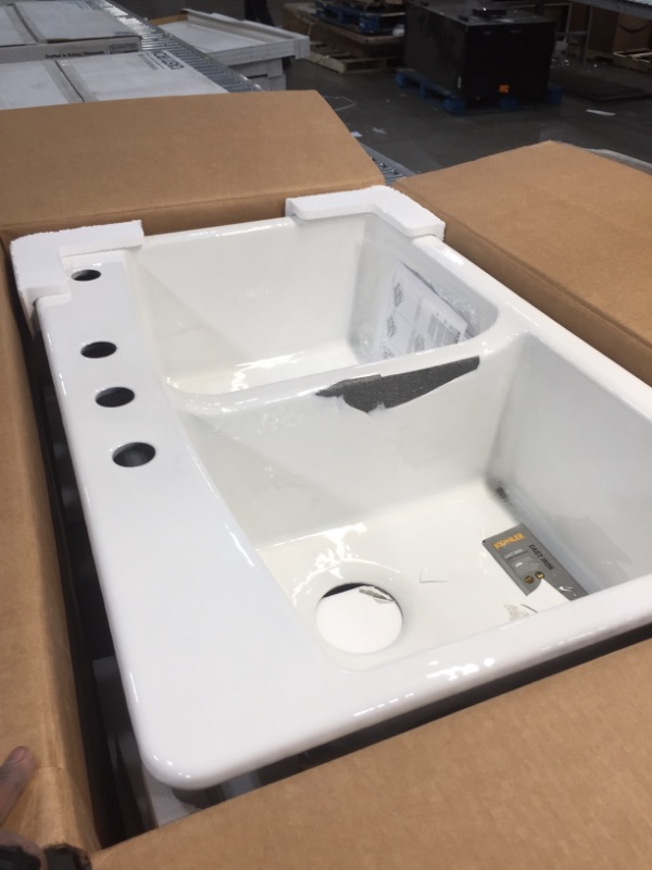 Photo 2 of ***DAMAGED***
KOHLER Brookfield Drop-in Cast Iron 33 in. 4-Hole Double Bowl Kitchen Sink in White
