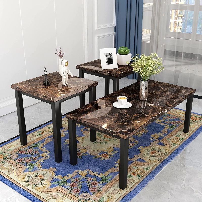 Photo 1 of  3 Piece Coffee, Living Room 3PCS Set with Faux Marble Tabletop,