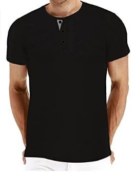 Photo 1 of BBDMY Mens Fashion Casual Front Placket Basic Short Sleeve Henley T-Shirts Black
LARGE 