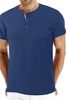 Photo 1 of BBDMY Men's Fashion Casual Front Placket Short Sleeve Henley T-Shirts Cotton Shirts
MEDIUM 