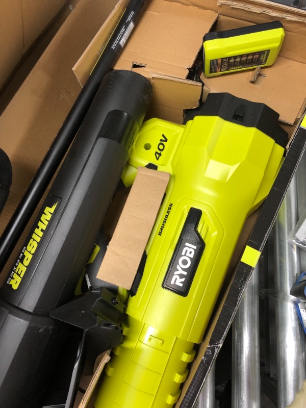 Photo 1 of RYOBI 40V Brushless Cordless Battery String Trimmer and Jet Fan Blower Combo Kit (2-Tools) with 4.0 Ah Battery and Charger
