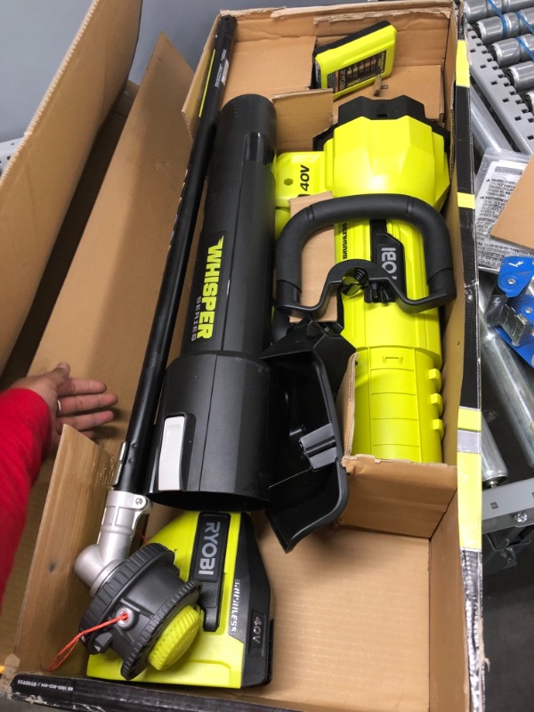 Photo 6 of RYOBI 40V Brushless Cordless Battery String Trimmer and Jet Fan Blower Combo Kit (2-Tools) with 4.0 Ah Battery and Charger
