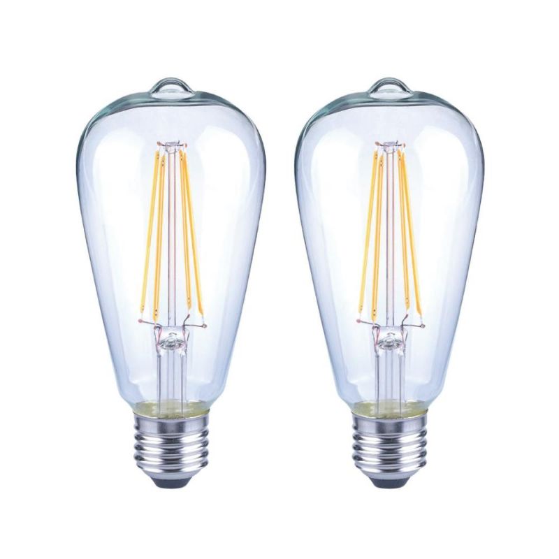 Photo 1 of 4pck-EcoSmart 40-Watt Equivalent ST19 Dimmable Clear Glass Filament Vintage Edison LED Light Bulb Soft White (2-Pack)
