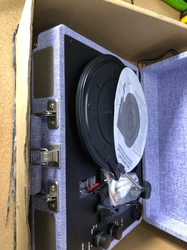 Photo 1 of Victrola Vintage 3-Speed Bluetooth Portable Suitcase Record Player with Built-in Speakers | Upgraded Turntable Audio Sound| Includes Extra Stylus | Light Purple